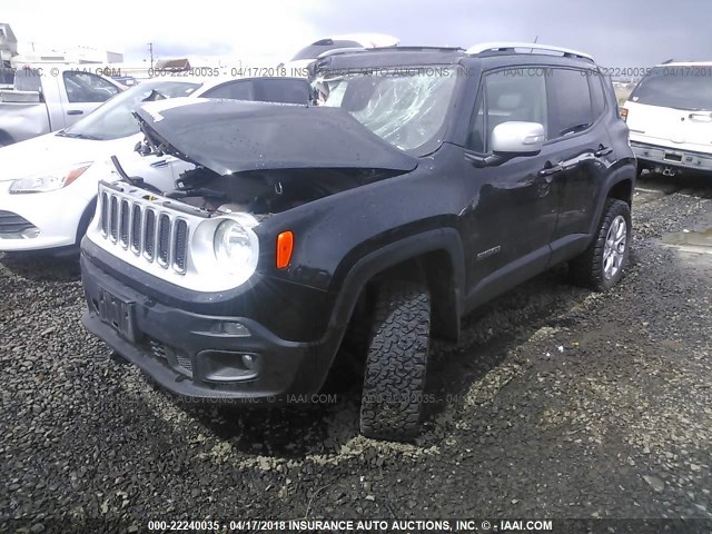 ZACCJBDT5GPD46771 - 2016 JEEP RENEGADE LIMITED BLACK photo 2