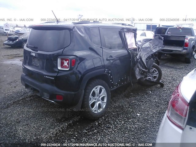 ZACCJBDT5GPD46771 - 2016 JEEP RENEGADE LIMITED BLACK photo 4