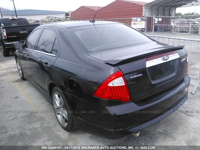 3FAHP0KC7AR329517 - 2010 FORD FUSION SPORT BLACK photo 3