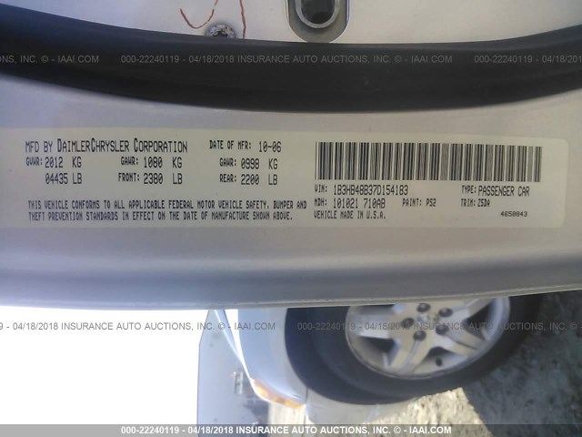 1B3HB48B37D154183 - 2007 DODGE CALIBER SXT SILVER photo 9