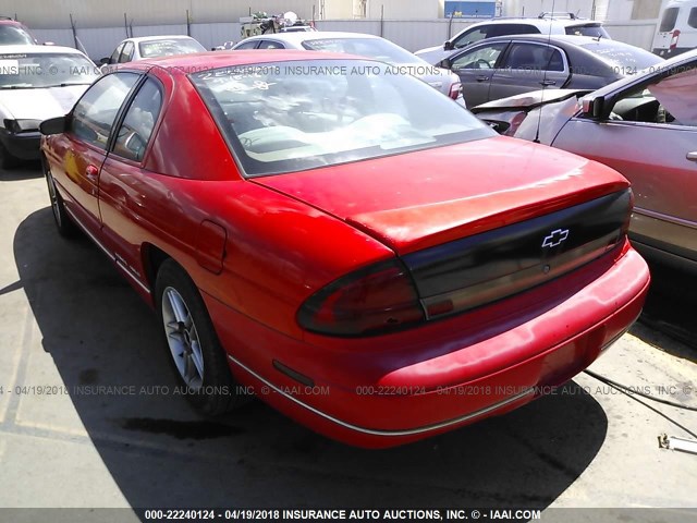 2G1WW12M0X9258736 - 1999 CHEVROLET MONTE CARLO LS RED photo 3
