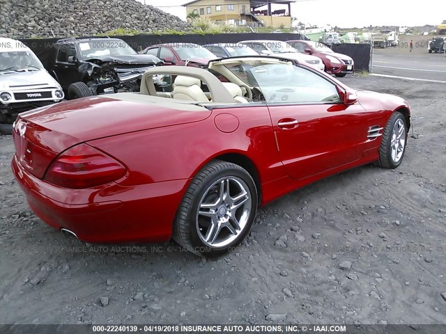 WDBSK75F24F066298 - 2004 MERCEDES-BENZ SL 500 RED photo 4