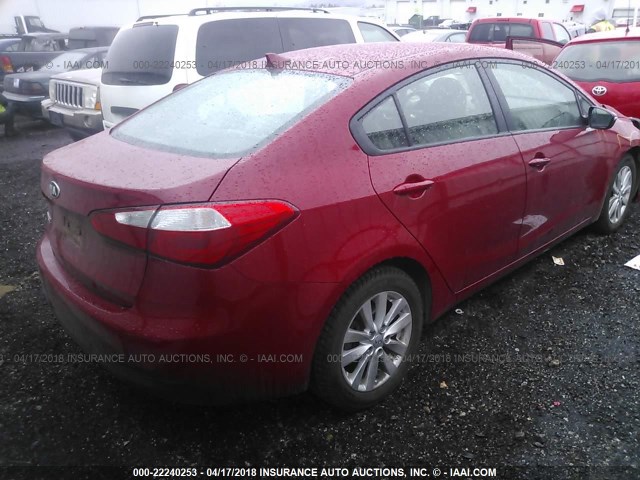 KNAFX4A66G5602315 - 2016 KIA FORTE LX RED photo 4