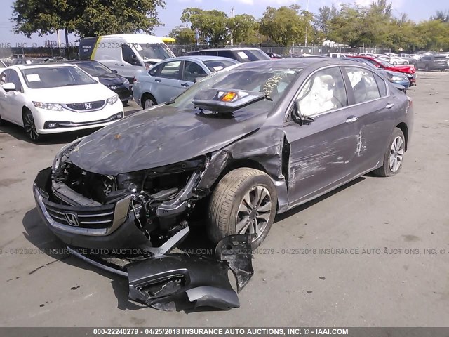 1HGCR2F32EA149934 - 2014 HONDA ACCORD LX GRAY photo 2