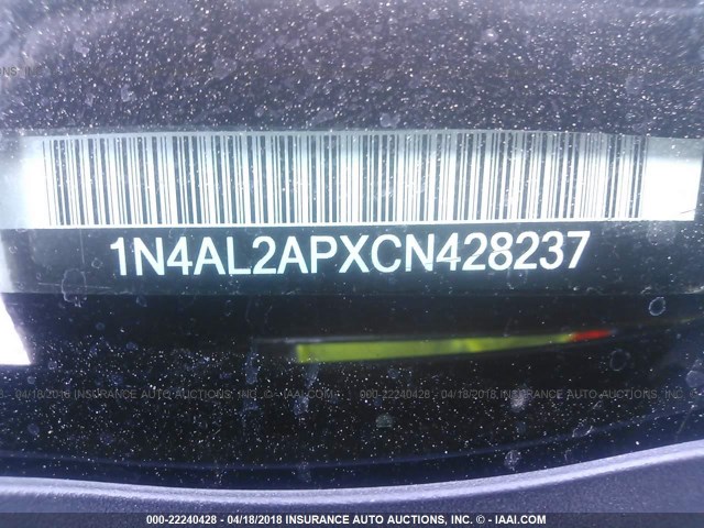 1N4AL2APXCN428237 - 2012 NISSAN ALTIMA S BLACK photo 9