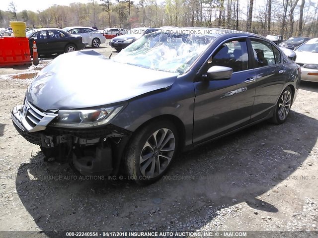 1HGCR2F57DA055922 - 2013 HONDA ACCORD SPORT GRAY photo 2