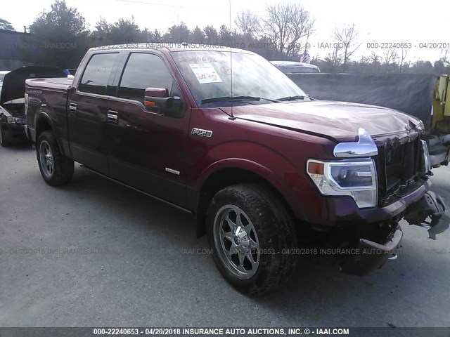 1FTFW1ET7DFB51602 - 2013 FORD F150 SUPERCREW RED photo 1
