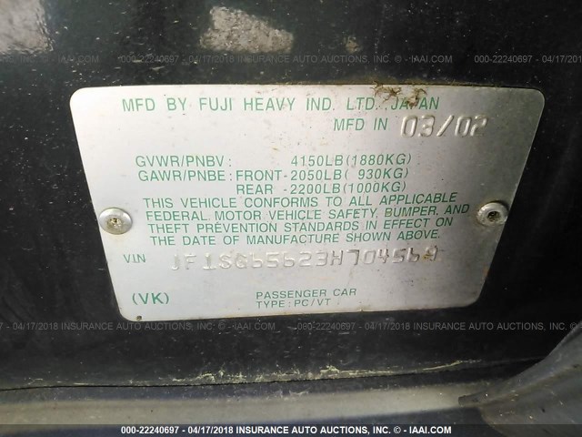 JF1SG65623H704569 - 2003 SUBARU FORESTER 2.5XS მწვანე ფოტო 9