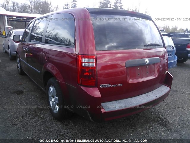 1D8HN44H68B193963 - 2008 DODGE GRAND CARAVAN SE RED photo 3