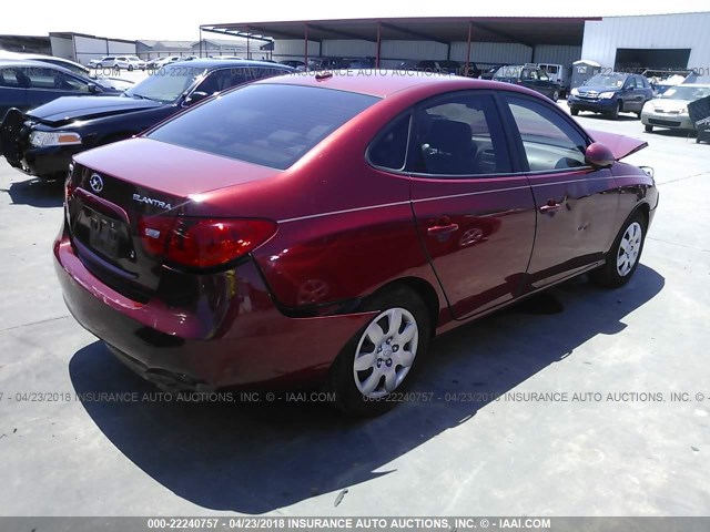 KMHDU46D89U641292 - 2009 HYUNDAI ELANTRA GLS/SE RED photo 4