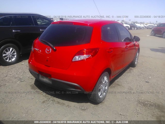 JM1DE1HY2B0130755 - 2011 MAZDA MAZDA2 RED photo 4