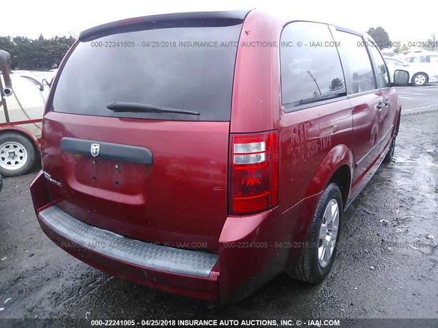 2D8HN44H88R603471 - 2008 DODGE GRAND CARAVAN SE RED photo 4