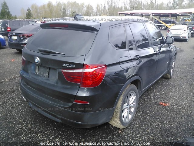 5UXWX9C59E0D11680 - 2014 BMW X3 XDRIVE28I BLACK photo 4