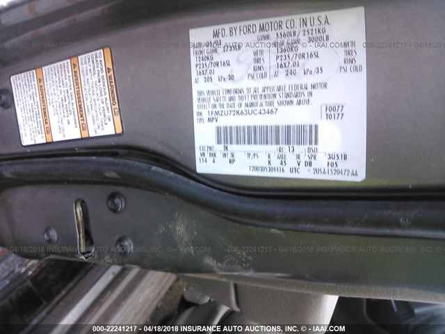 1FMZU72K63UC43467 - 2003 FORD EXPLORER XLS/XLS SPORT 米色 照片 9