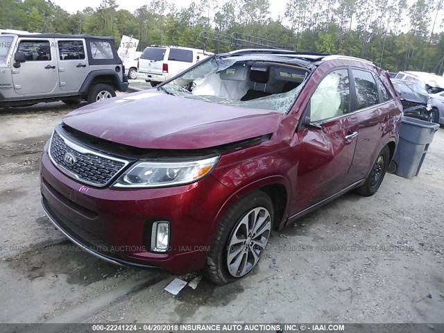 5XYKW4A7XEG444398 - 2014 KIA SORENTO SX/SX LIMITED RED photo 2