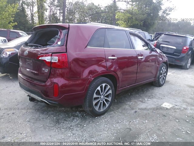 5XYKW4A7XEG444398 - 2014 KIA SORENTO SX/SX LIMITED RED photo 4