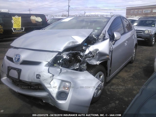 JTDKN3DU8B0323188 - 2011 TOYOTA PRIUS SILVER photo 2