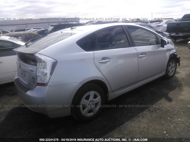 JTDKN3DU8B0323188 - 2011 TOYOTA PRIUS SILVER photo 4