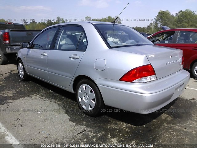 JA3AJ26E23U115291 - 2003 MITSUBISHI LANCER ES SILVER photo 3