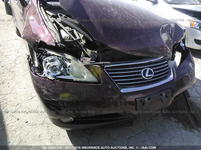 JTHBJ46G782207162 - 2008 LEXUS ES 350 BURGUNDY photo 6