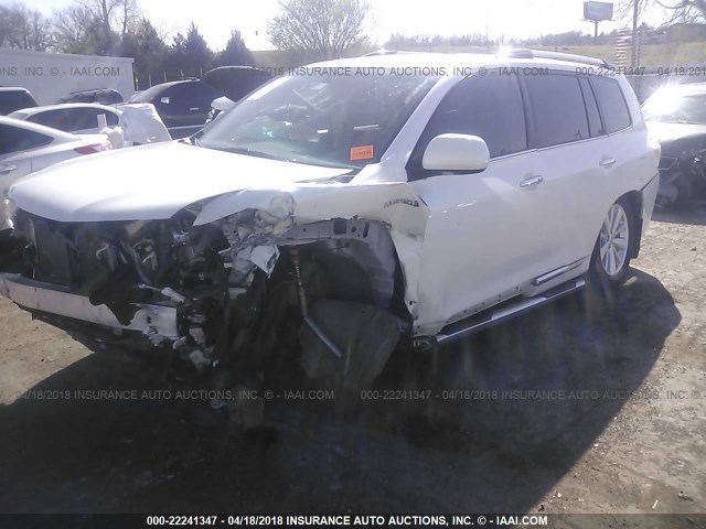 JTEDC3EH1D2011846 - 2013 TOYOTA HIGHLANDER HYBRID LIMITED WHITE photo 2