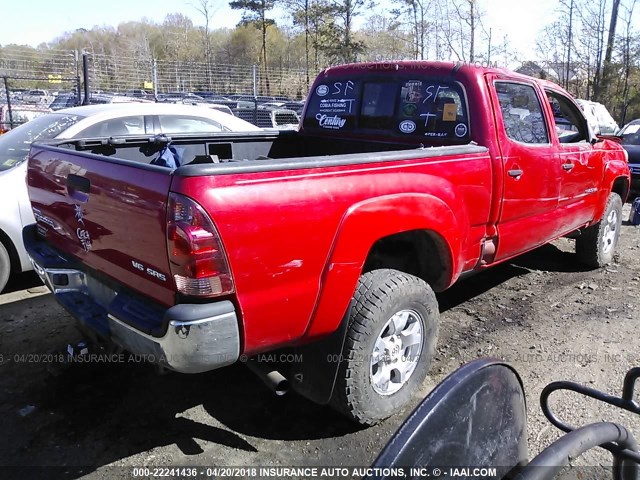 5TEMU52N07Z420475 - 2007 TOYOTA TACOMA DOUBLE CAB LONG BED RED photo 4