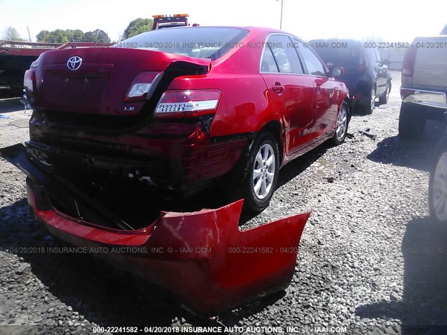 4T1BF3EK7AU085881 - 2010 TOYOTA CAMRY SE/LE/XLE RED photo 4