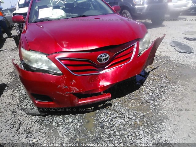 4T1BF3EK7AU085881 - 2010 TOYOTA CAMRY SE/LE/XLE RED photo 6