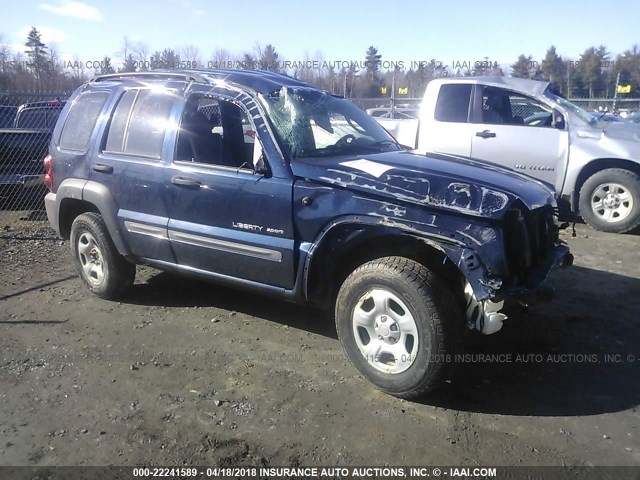 1J4GL48K53W538188 - 2003 JEEP LIBERTY SPORT/FREEDOM BLUE photo 1