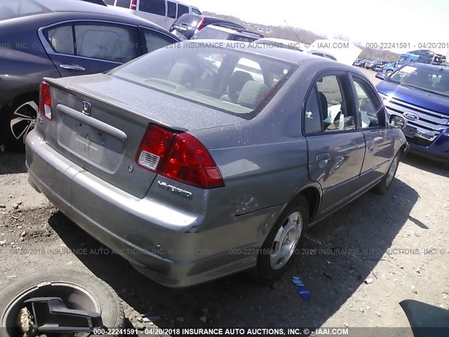 JHMES96605S011770 - 2005 HONDA CIVIC HYBRID GRAY photo 4