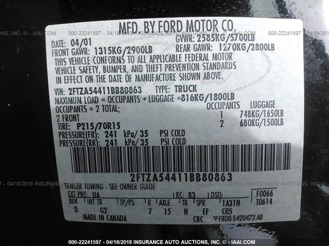 2FTZA54411BB80863 - 2001 FORD WINDSTAR BLACK photo 9