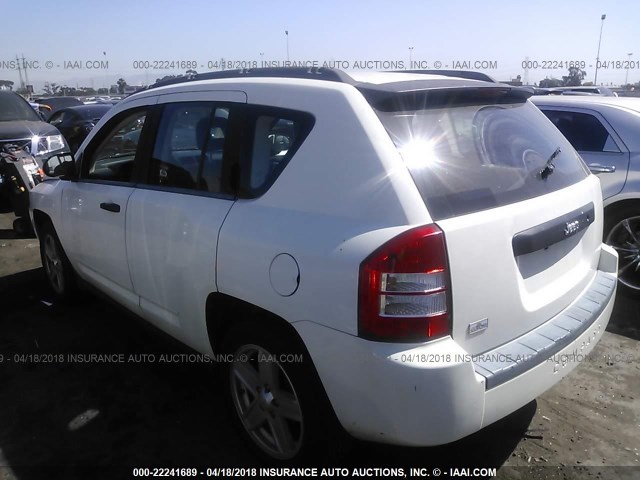 1J8FT47028D766811 - 2008 JEEP COMPASS SPORT WHITE photo 3