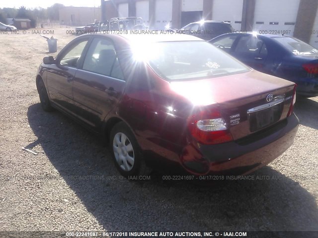 JTDBE32K820045510 - 2002 TOYOTA CAMRY LE/XLE/SE ბურგუნდია ფოტო 3