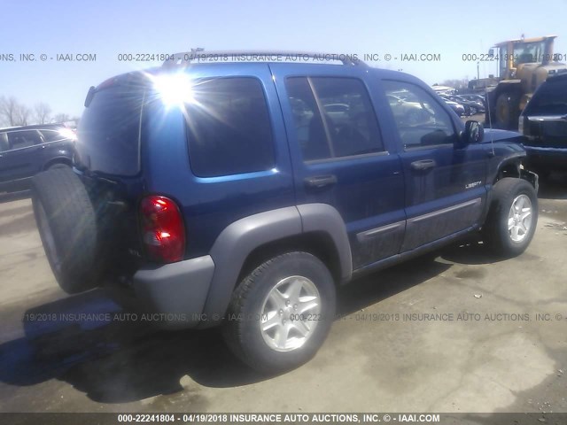 1J4GL48K64W101107 - 2004 JEEP LIBERTY SPORT BLUE photo 4