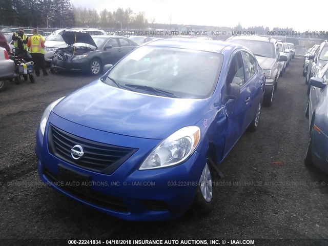 3N1CN7AP9CL945929 - 2012 NISSAN VERSA S/SV/SL BLUE photo 2