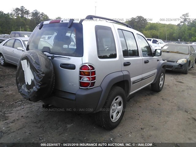 1J4GK48K14W112969 - 2004 JEEP LIBERTY SPORT SILVER photo 4