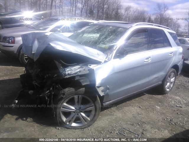 4JGDA5HB4EA339391 - 2014 MERCEDES-BENZ ML 350 4MATIC SILVER photo 2