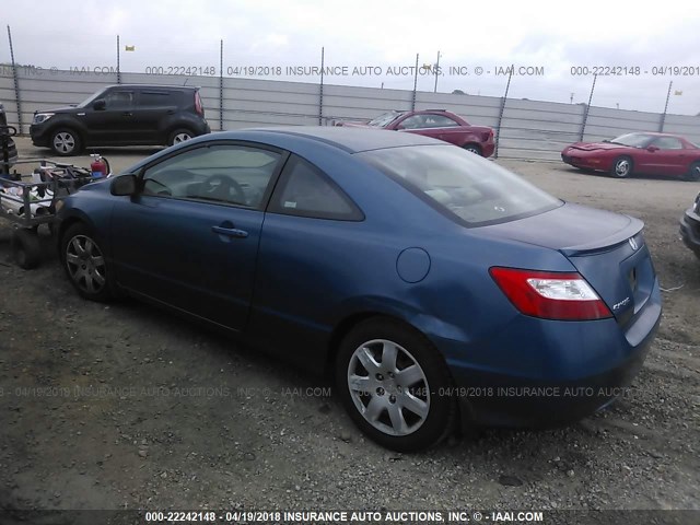 2HGFG12636H580248 - 2006 HONDA CIVIC LX BLUE photo 3