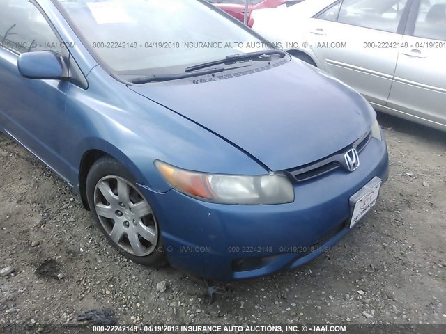 2HGFG12636H580248 - 2006 HONDA CIVIC LX BLUE photo 6