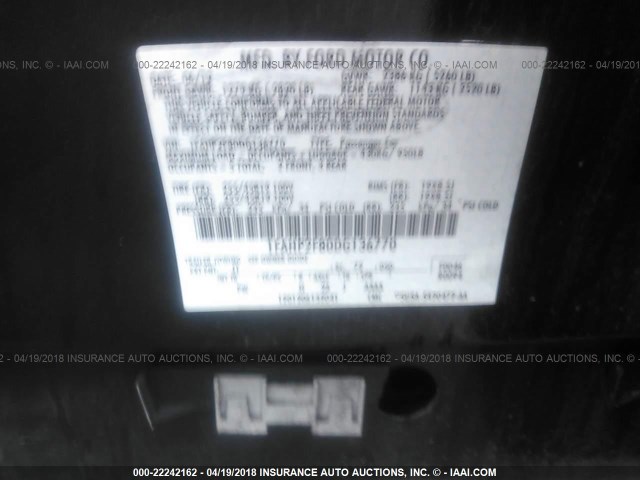 1FAHP2F80DG136770 - 2013 FORD TAURUS LIMITED BLACK photo 9