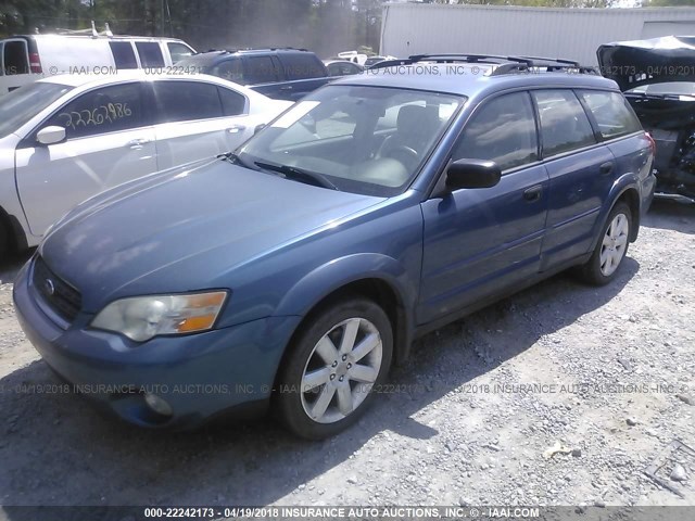 4S4BP61C567303075 - 2006 SUBARU LEGACY OUTBACK 2.5I BLUE photo 2