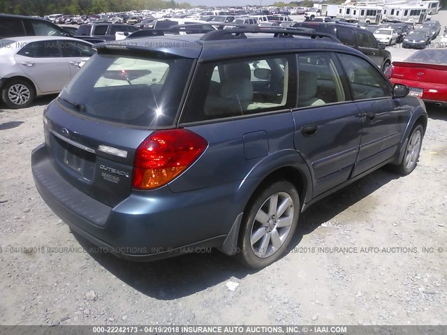 4S4BP61C567303075 - 2006 SUBARU LEGACY OUTBACK 2.5I BLUE photo 4