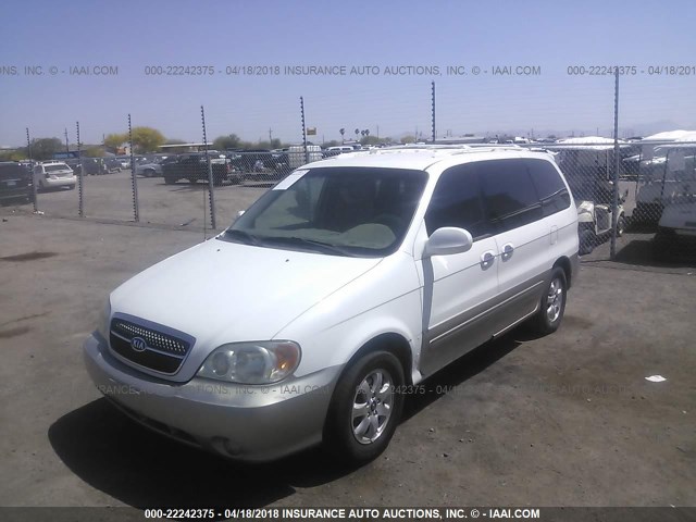 KNDUP132856622432 - 2005 KIA SEDONA EX/LX WHITE photo 2