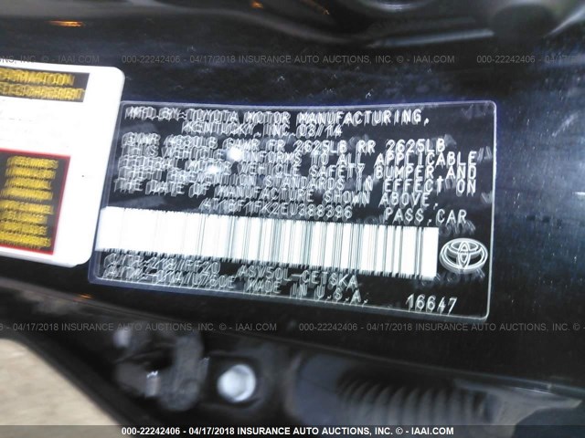 4T1BF1FK2EU388396 - 2014 TOYOTA CAMRY L/SE/LE/XLE 黑色 照片 9