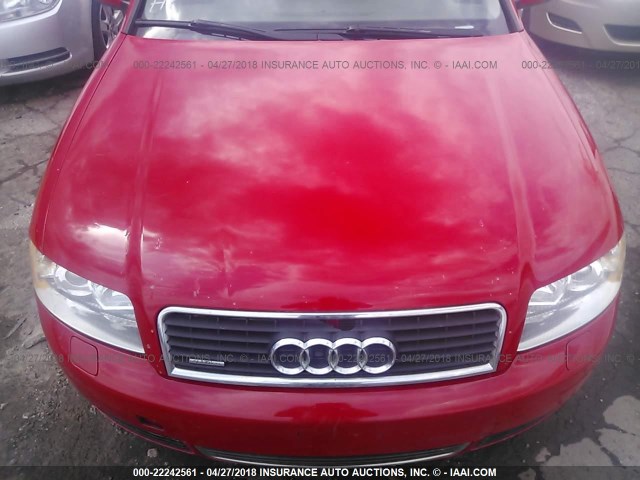 WAULC68E74A136940 - 2004 AUDI A4 1.8T QUATTRO RED photo 10