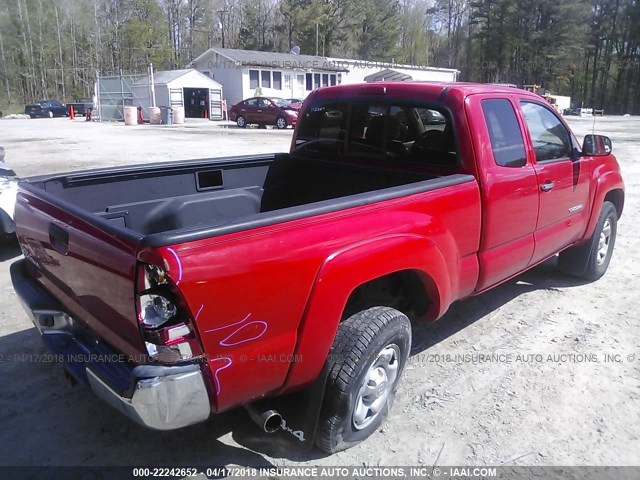 5TEUX42N85Z137935 - 2005 TOYOTA TACOMA ACCESS CAB RED photo 4