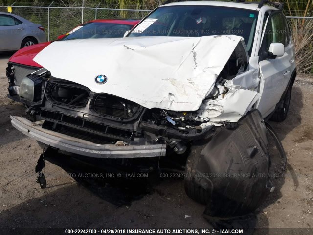 WBXPA93496WG74514 - 2006 BMW X3 3.0I WHITE photo 6