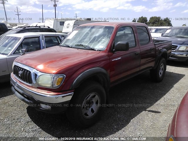 5TEGM92N31Z820218 - 2001 TOYOTA TACOMA DOUBLE CAB PRERUNNER RED photo 2