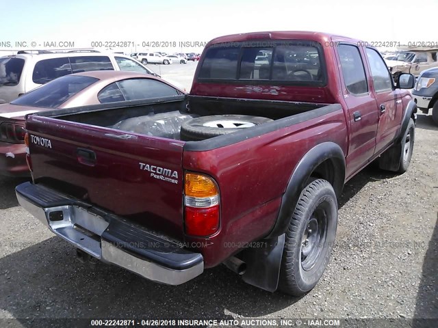 5TEGM92N31Z820218 - 2001 TOYOTA TACOMA DOUBLE CAB PRERUNNER RED photo 4