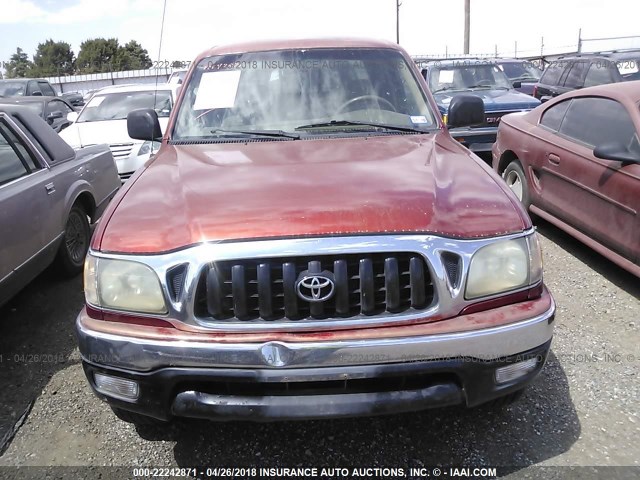 5TEGM92N31Z820218 - 2001 TOYOTA TACOMA DOUBLE CAB PRERUNNER RED photo 6